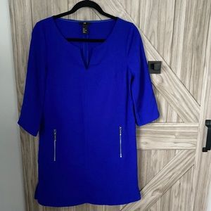 H&M,size 8, blue dress, with zippered pockets